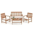 thumbnail image 2 of Costway 4 PCS Acacia Wood Furniture Set Coffee Table & 2 Armchairs with Seat Cushions, 2 of 10
