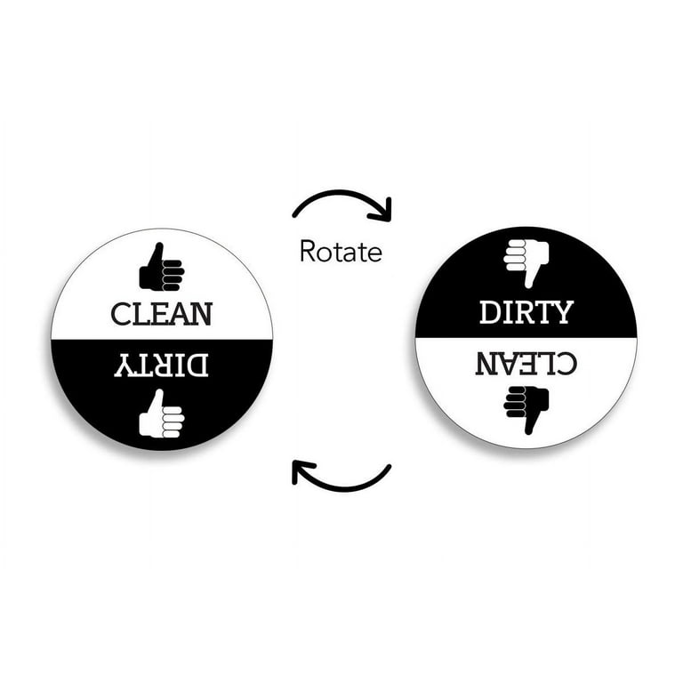 Dishwasher Magnet Clean Dirty Sign - Round Black & White Refrigerator  Magnets (Thumbs Up/Thumbs Down - Regular) - Funny Housewarming Gifts by  Flexible Magnets 