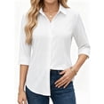 thumbnail image 2 of MOYIKO Womens Button Down Shirts 3/4 Sleeve Basic Business Dress Shirts Collared Work Office Fitted Blouses Tops, 2 of 7