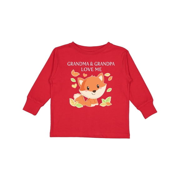 Inktastic Grandma and Grandpa Love Me- little fox Boys or Girls Long Sleeve Toddler T-Shirt
