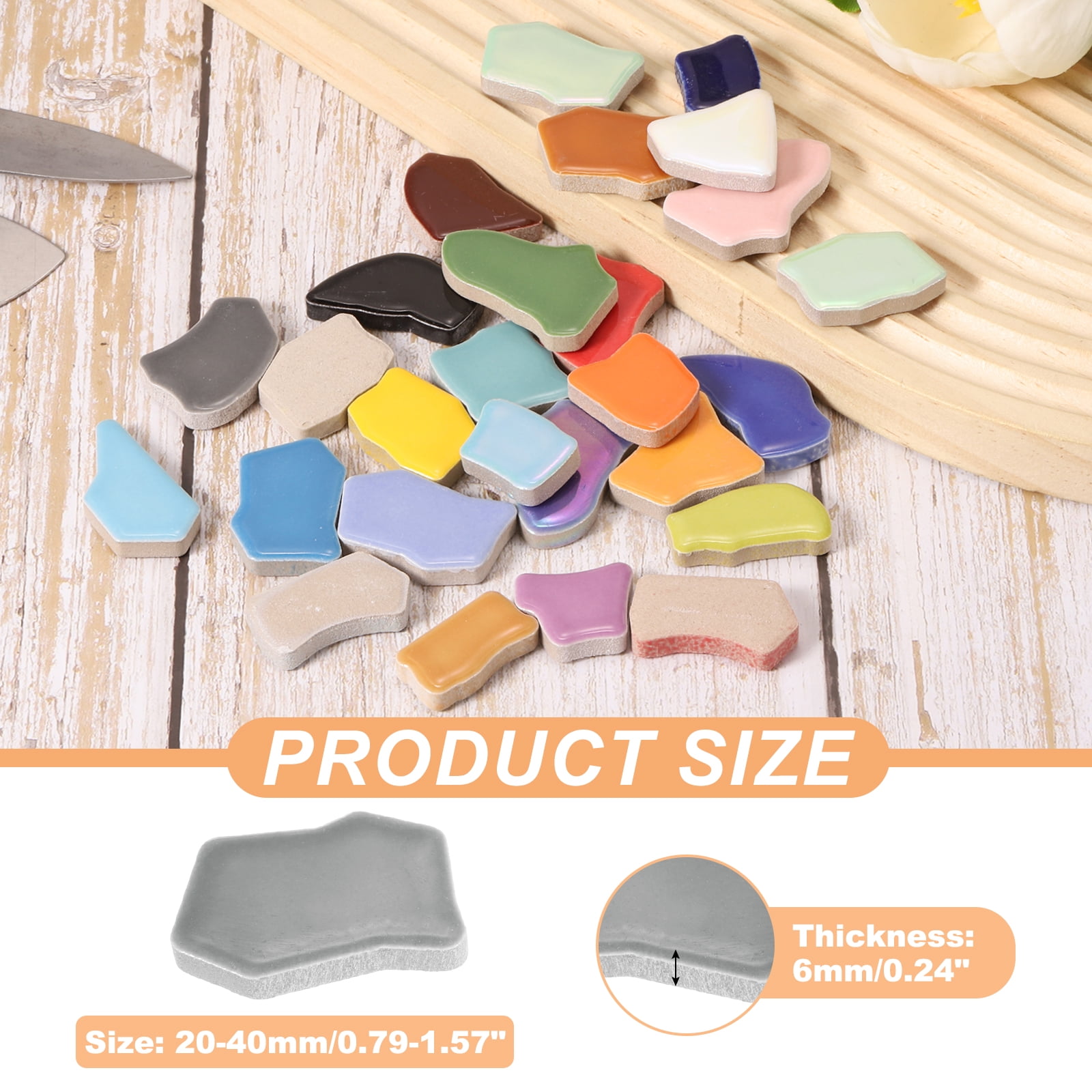 Uxcell 500g/1.1LB Irregular Ceramics Mosaic Tiles, 0.79"-1.57" Mosaic Stained Tile Broken Porcelain Pieces Stones Bulk for DIY Craft Making Vases Home Decoration, Black White Gray
