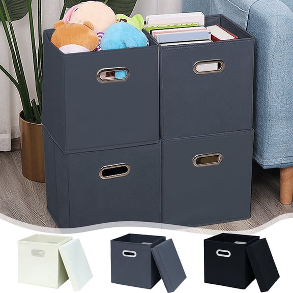 Foldable Fabric Storage Box with Lid Cube Organizer for Closet and Home
