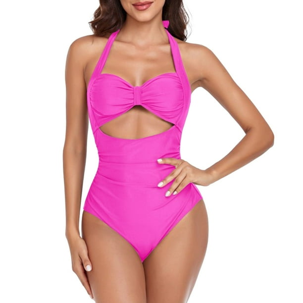 Plus Size Swimwear 2023 Women's Swimsuit Solid Open Belly Swimsuit