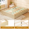 thumbnail image 6 of Costway Queen Size Wooden Bed Frame with 2 Rolling Storage Drawers Wood Slat Support Natural, 6 of 10