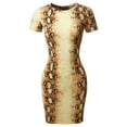 thumbnail image 1 of FashionOutfit Women's Casual Crew Neck Printed Sexy Stretchy Body-con Fitted Mini Dress, 1 of 1