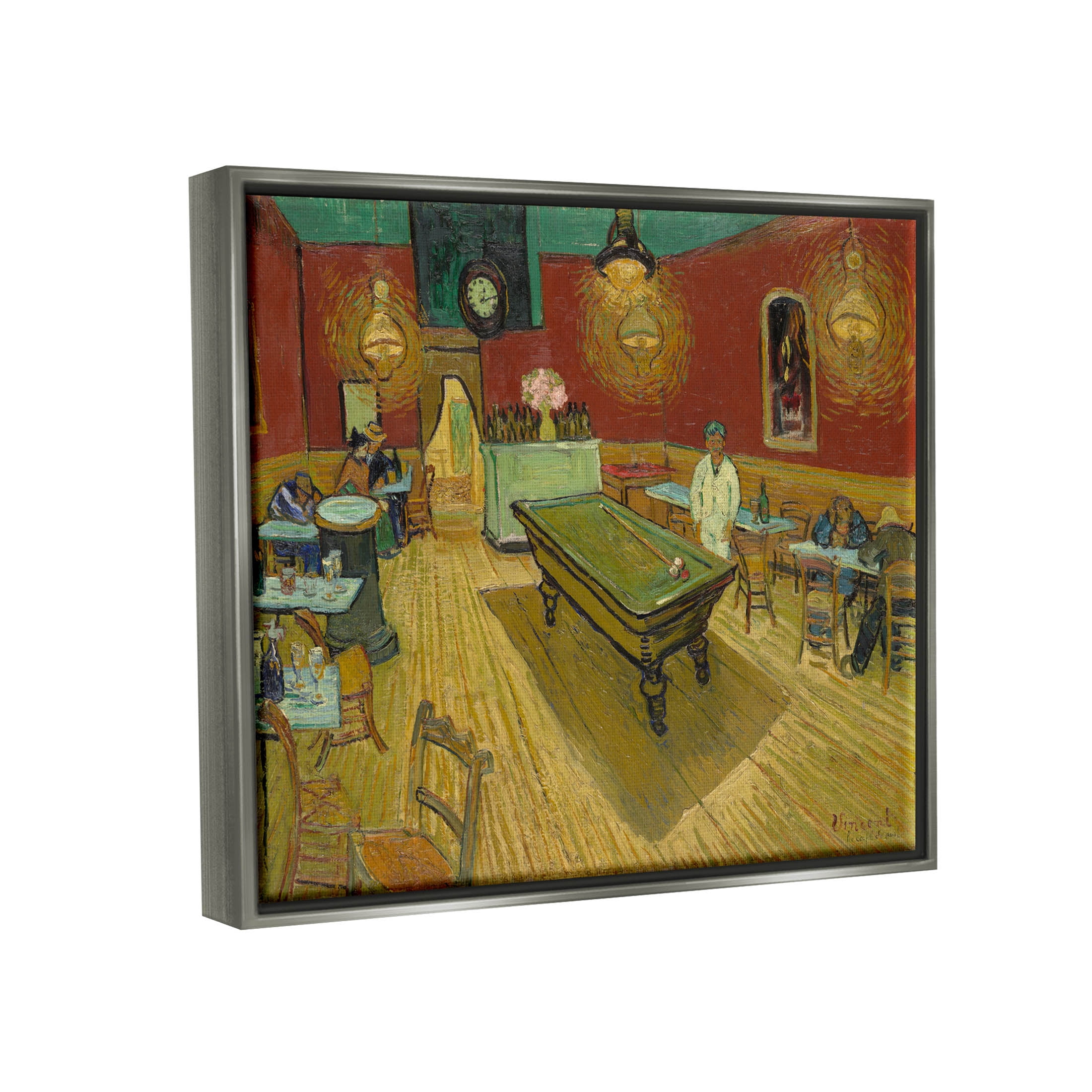 The Night Café Van Gogh Scene Painting Travel & Places Painting Luster Gray Framed Art Print Wall Art