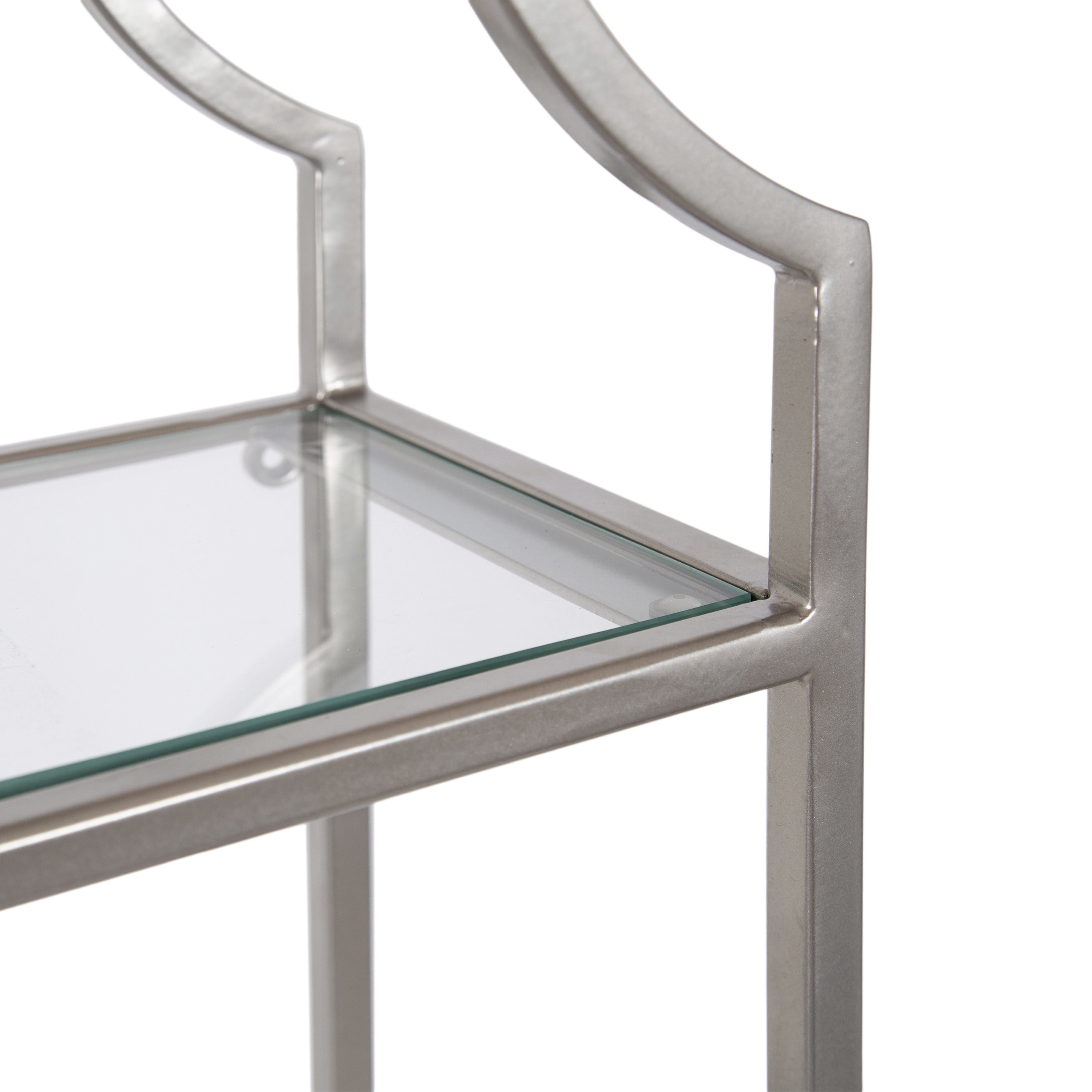 Kate and Laurel Leanna Three-Tiered Wall Shelf, 20 x 32, Silver, Decorative Floating Shelf Storage and Wall Organizer for Bathroom Over Toilet Storage or Display