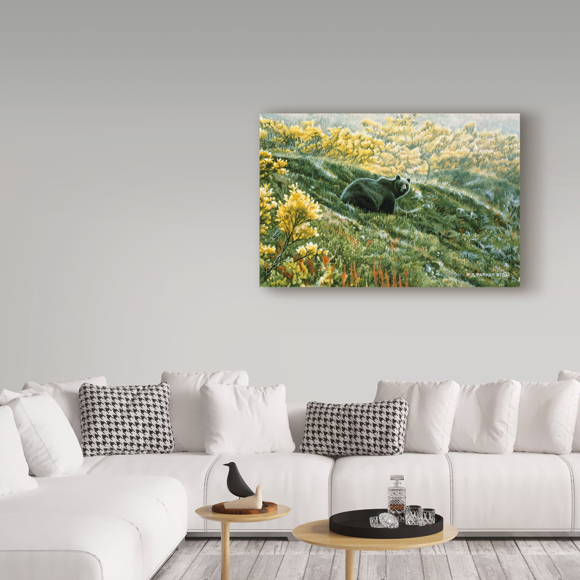 Trademark Fine Art 'Grizzly In The Blueberries' Canvas Art by Ron Parker