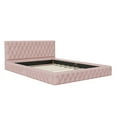 thumbnail image 5 of PORKISS Queen Size Upholstered Bed, Modern Bed Frame with Tufted Headboard, Velvet Platform Bed for Bedroom, No Box Spring Needed, Pink, 5 of 7