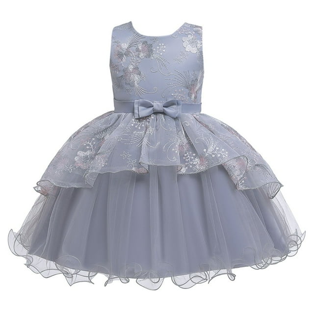 Robes Fille Robes de Cérémonie Filles Robe Grise Robes d'Anniversaire pour Filles Robe pour Filles Mode Filles