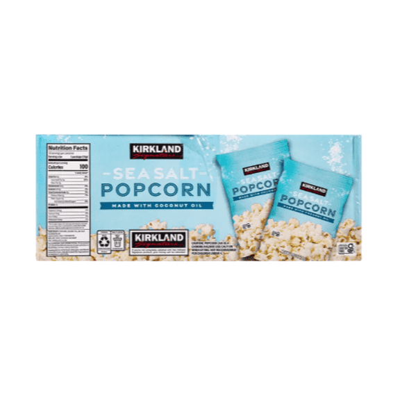 Sea Salt Popcorn Snack Packs, 36 Count, Made with Coconut Oil, 0.65 oz Bags