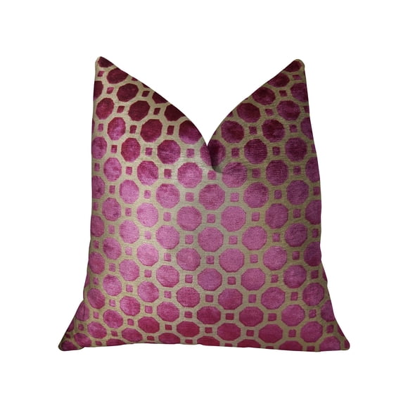 Almohadón Decorativo Plutus de Terciopelo Geométrico Hecho a Mano 56x56 cm Magenta