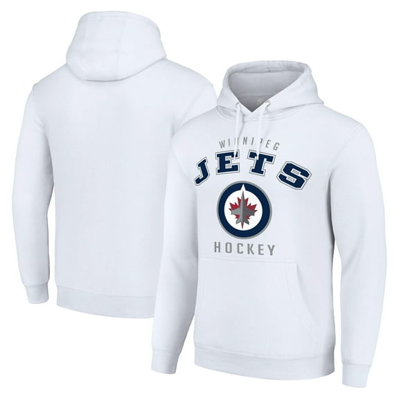 Men's Starter White Winnipeg Jets  Logo Pullover Hoodie