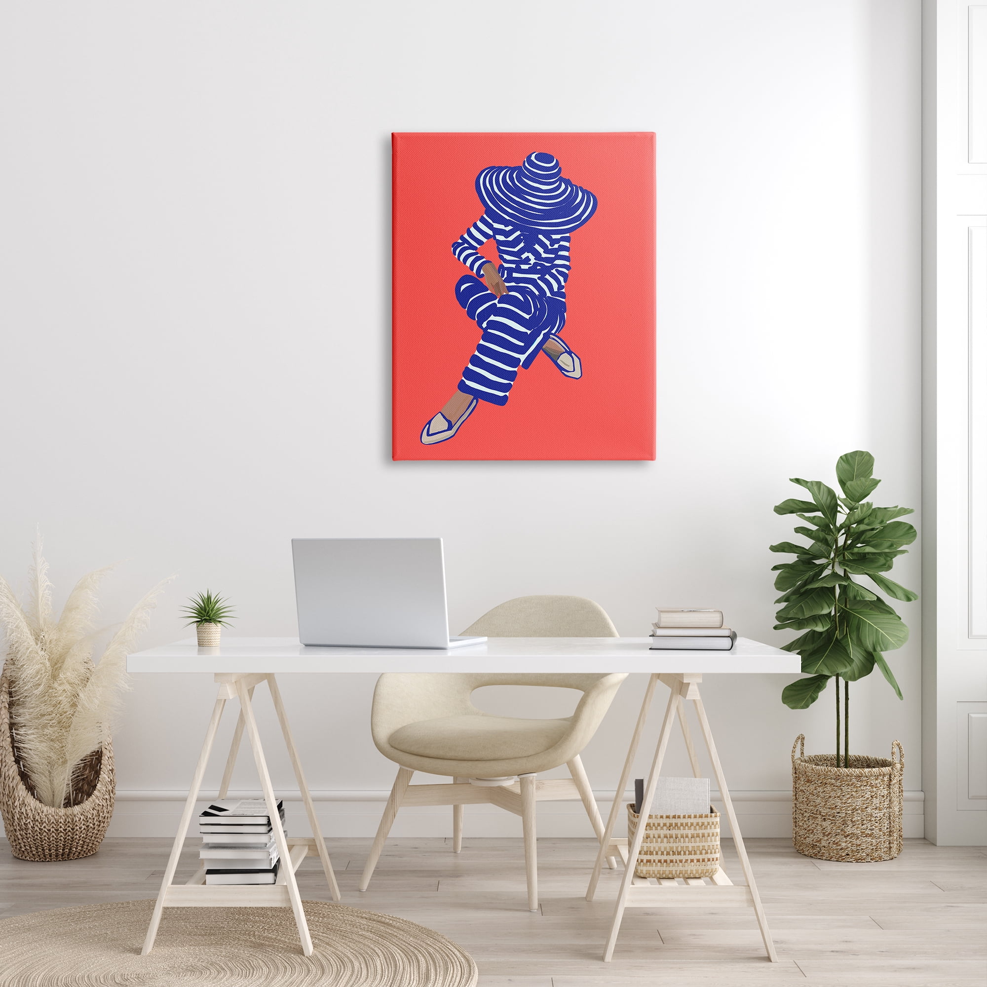 Stupell Industries Pop Style Stripes Pattern Upscale Trendy Fashion Girl Graphic Art Gallery Wrapped Canvas Print Wall Art, Design by Amelia Noyes