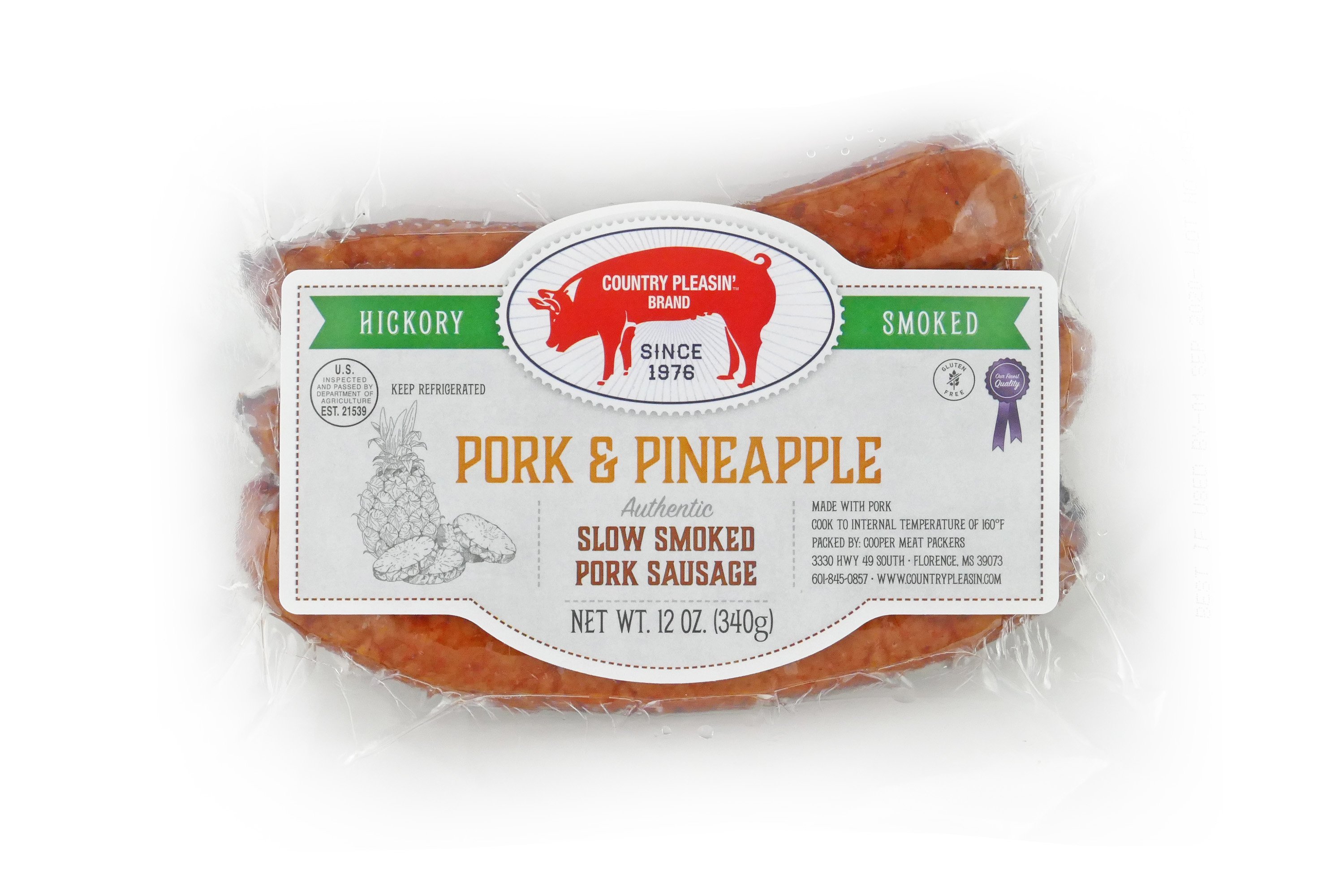 Country Pleasin' Pineapple Sausage, 12 oz. 3/4oz. Links