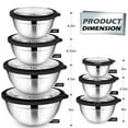 thumbnail image 3 of Walchoice Mixing Bowls Set of 7, Stainless Steel Prep Bowls with Airtight Clear Lids, Metal Nesting Salad Bowls for Cooking Serving Storing, Dishwasher Safe, 4.6/ 3.5/ 2.6/ 2/ 1.5/ 1/ 0.7 QT - Black, 3 of 7