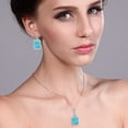 thumbnail image 2 of Gem Stone King 925 Sterling Silver Green Turquoise Pendant and Earrings Jewelry Set for Women (16.10 Cttw, Emerald Cut 14X10MM, Gemstone, with 18 inch Chain), 2 of 4