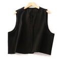 thumbnail image 2 of Lovskoo Womens Cotton Linen Vest Casual Loose V Neck Sleeveless Vests Jacket Blazer Waistcoat with Pockets Black, 2 of 9