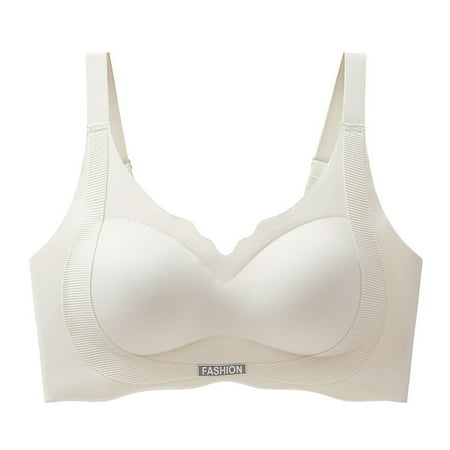 Ashirexll Bras for Women Soft Breathable Comfortable Solid Color No Rim Adhesive Bra Push Up Gathering Wireless Bras Beige M