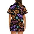 thumbnail image 4 of Halloween Pajamas Halloween Print Waist Button Short Sleeve Pajamas for Women Set, 4 of 4