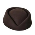 thumbnail image 3 of Wool Cap Stewardess Pillbox Hat Teardrop Fascinator Base Sweet Design Coffee One Size, 3 of 3