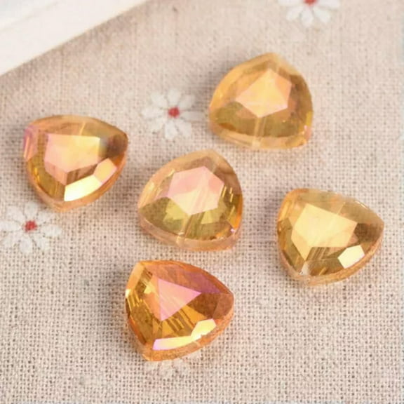 U8MO 10pcs 18mm Triangle Faceted Crystal Glass Loose Beads for Jewelry Making-Rose Gold