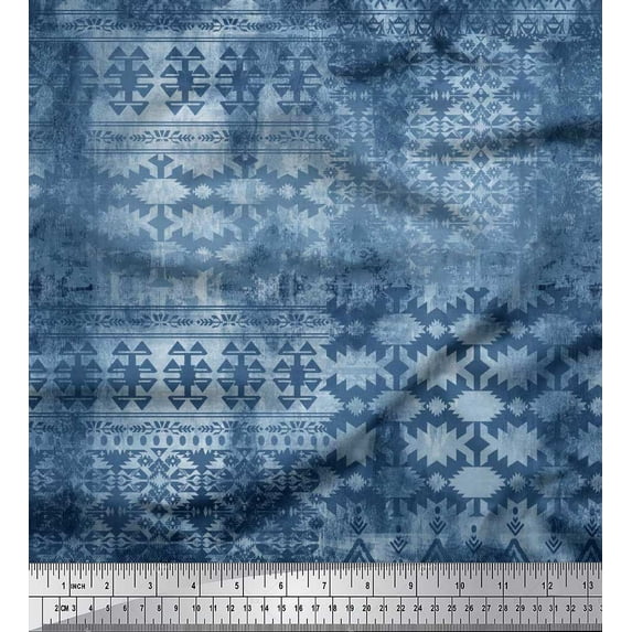 Soimoi Poly Georgette Fabric Aztec Southwestern Print Fabric by Yard 52 Inch Wide