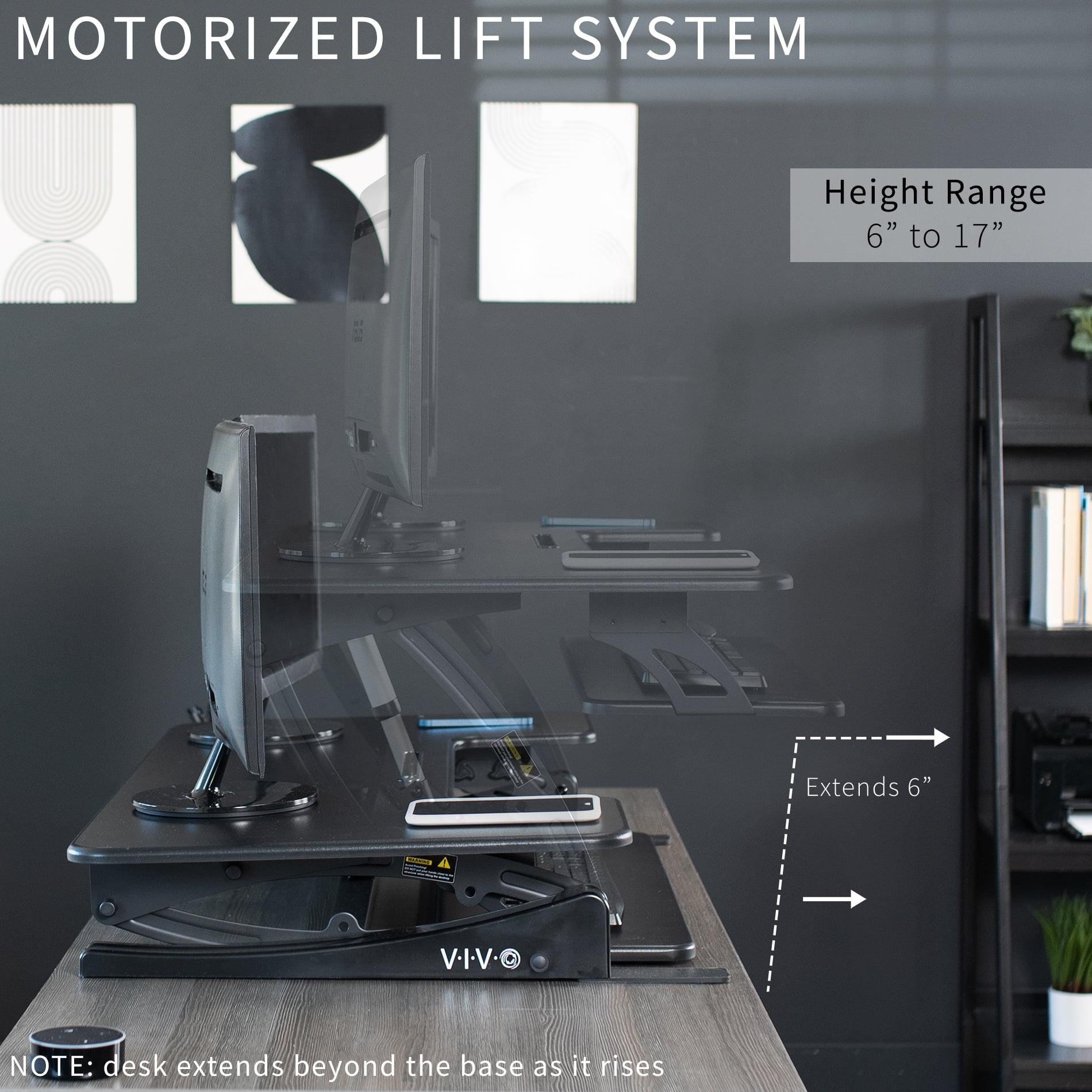 VIVO Electric Height Adjustable Standing Tabletop Desk Converter w/ USB 36"