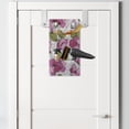 thumbnail image 2 of Pink Floral Hanging Pocket Organizer, Blooming Flowers on Abstract Geometric Shapes, Printed Polyester Storage Bag with Pockets, 9" x 16", Pale Olive Green Pink, 2 of 2