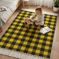 thumbnail image 3 of Bedroom Rug Carpet 3'x 5', Black Yellow Plaid Washable Floor Carpet with Tassels, Retro Country Buffalo Check Gingham Elegant Soft Floor Rug Mat for Patio, Balcony, Laundry, Room Decor, 3 of 9