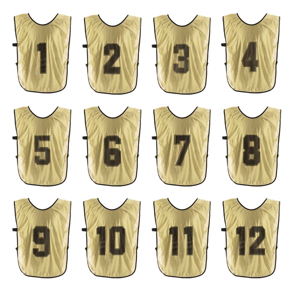 Uxcell Soccer Training Vest, Team Sports Pinnies Reversible Numbered Soccer Practice Pennies Small Gold