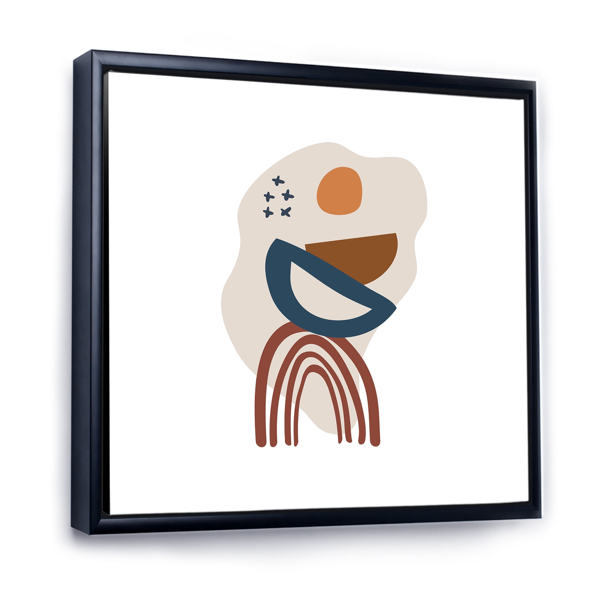 Designart 'Abstract Elementary Shapes In Terracotta Tones I' Modern Framed Canvas Wall Art Print