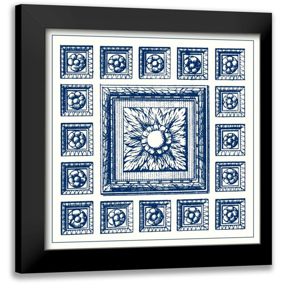 Vision Studio 12x12 Black Modern Framed Museum Art Print Titled - Indigo Medallion IV