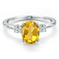 thumbnail image 3 of Gem Stone King 14K White Gold Yellow Citrine and White Lab Grown Diamond Engagement Ring for Women | 1.70 Cttw | Oval 9X7MM | Gemstone November Birthstone | Size 9, 3 of 6