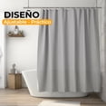 thumbnail image 3 of Cortina de baño de tela lavable Gaon beige con ojillos de aluminio y ganchos, 3 of 5