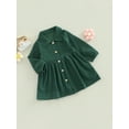 thumbnail image 3 of Bagilaanoe Toddler Baby Girl Corduroy Dress Long Sleeve A-line Button Dresses 1T 2T 3T 4T 5T 6T Kid Casual Fall Dress Outwear, 3 of 7