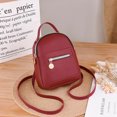 thumbnail image 4 of Women Faux Leather Backpack Solid Color Mini Shoulder Bag Mini Phone Backpack, 4 of 10