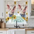 thumbnail image 3 of Swag Valance Curtains for Windows, Cute Pig Light Filtering Kitchen Curtains with Rod Pocket, Yellow Sunflowers Beige Wooden Vintage Art Window Treatment Valances for Living Room, 36x36 - 2 PCS, 3 of 9