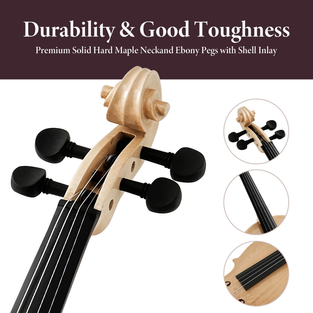 Distinctive Artistic Violin Set for Beginners Students Adults with Hard Case Bow Extra Strings Full Size Hand Carved Spruce Top Ebony Fingerboard