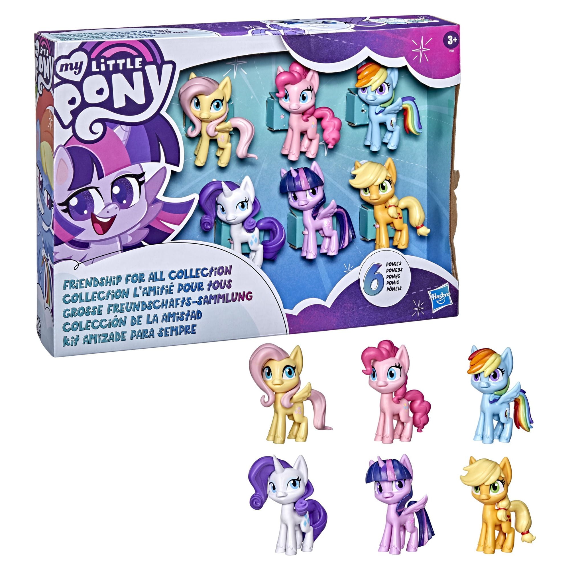 My Little Pony Meet the Mane 6 Ponies Collection Dolls 3 inch Figures Ages 3 and Up Walmart