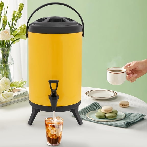 Stainless Steel Insulated Beverage Dispenser 8L/2.11gal, Insulated Thermal Hot and Cold Coffee Carafe Drink Dispenser with Spigot