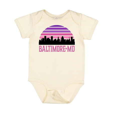 

Inktastic Baltimore Maryland Gifts Retro Sunset Skyline Girls Baby Bodysuit