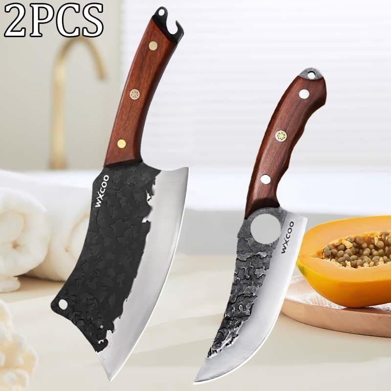 2PCS Stainless Stee Santoku Knife Unique Knives Beef Knife Sharp Chef Knife Boning Knife Utility Knife Multipurpose Knife Cutting Knife for Cooking Fish Meat Cleaver Sashimi Knife Gadgets for Kitchen
