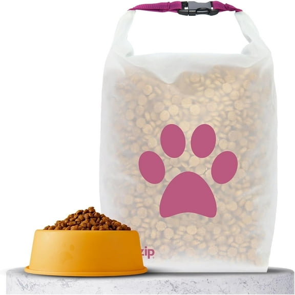 (re)zip Large Pet Food Storage Bag (40-Cup) | BPA-Free, Food Grade, Pet Safe | Keeps Food Fresh for Camping, Dog Boarding, Travel, and Everyday | Machine Washable | Magenta