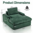 thumbnail image 4 of Ktaxon Corduroy Chaise Lounge Sleeper Chair, Oversized Sleeper Chair Bed, Boneless No Assembly Indoor Lounge for Living Room Bedroom Green, 4 of 14