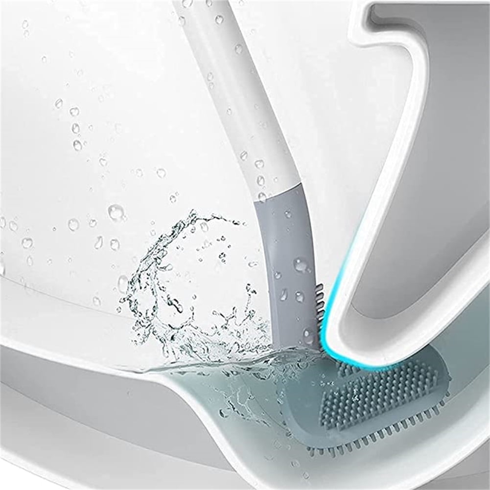 Kepooman 360°Flexible Deep Cleaning Silicone Toilet Bowl Brush, Long Handle Toilet Brush Head Toilet Cleaner Brush, Wall Mounted Without Drilling Quick Drying with Wall Hooks Sticky Hooks, White Kepooman 360°Flexible Deep Cleaning Silicone Toilet Bowl Brush, Long Handle Toilet Brush Head Toilet Cleaner Brush, Wall Mounted Without Drilling Quick Drying with Wall Hooks Sticky Hooks, White