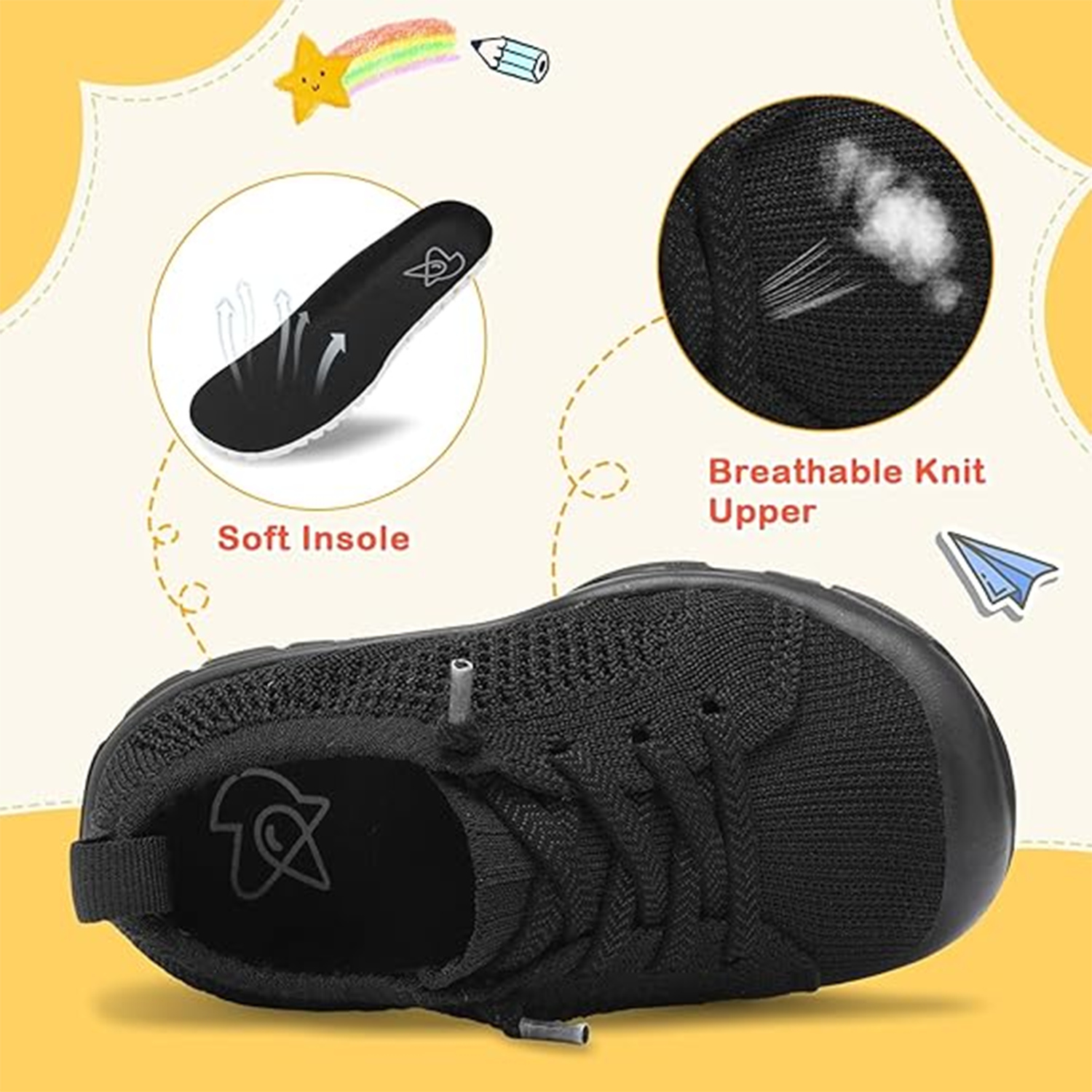 Barerun Toddler Running Sneakers, Black photo 5