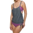 thumbnail image 1 of Ketyyh-chn99 Bikinis for Women 2024 Bikini Tops High Waisted 2 Piece Bikini Set for Women Tummy Control Color Block Striped Swimsuit Knit Ribbed Bathing Suit Grey,M, 1 of 2