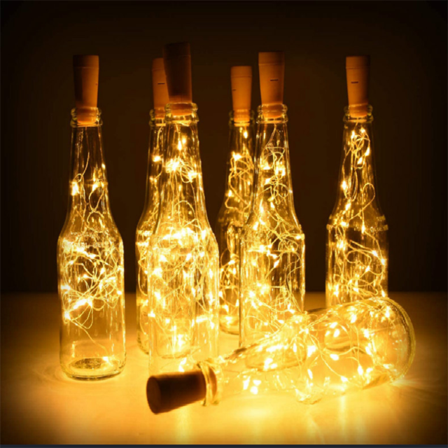 10pcs 20 LED 2M Botella de bebé Luz Botella de vino blanca cálida Luz Luz de ambiente Decoración Linterna Blanco cálido - ZefeiWu 8390611200480