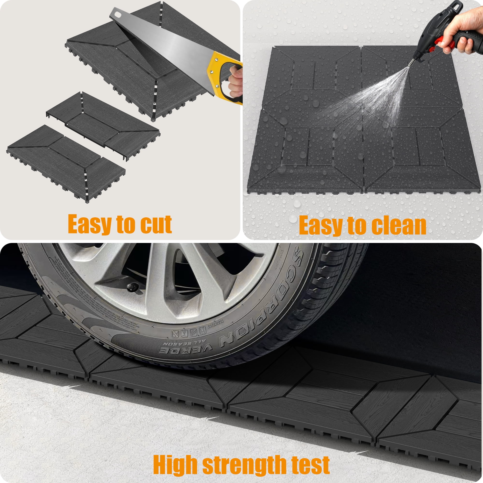 44 Pack Plastic Interlocking Deck Tiles,12"x12" Waterproof Indoor/Outdoor Floor Tiles,All-Weather Patio Floor Decking Tiles for Garden,Lawn,Porch,Poolside,Balcony,Style 02,Grey